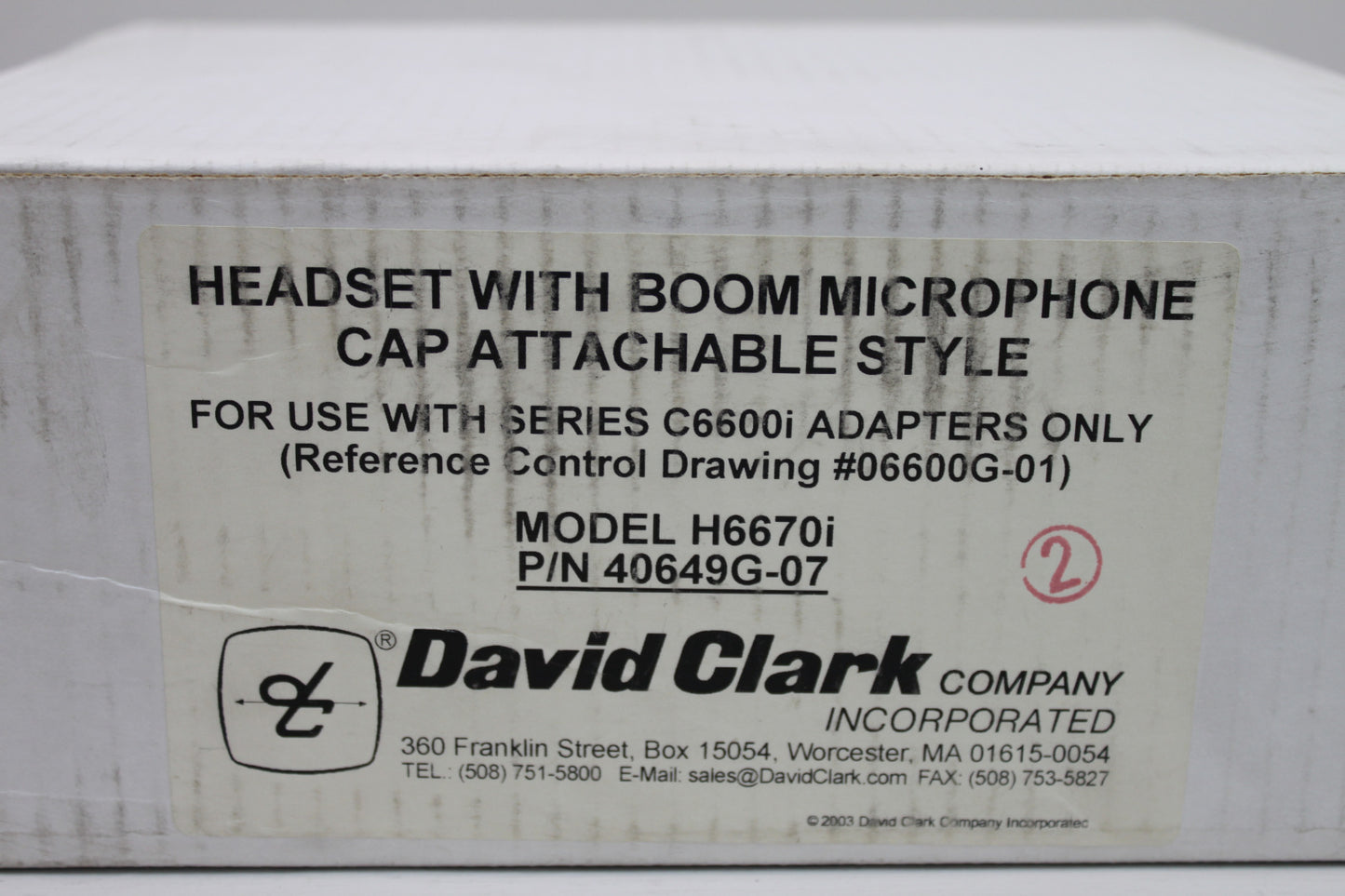 David Clark H6670i Headset Helmet Attachable Style