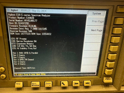 HP Agilent Keysight E4402B Spectrum Analyzer 9kHz -3.0GHz w Tracking Gen
