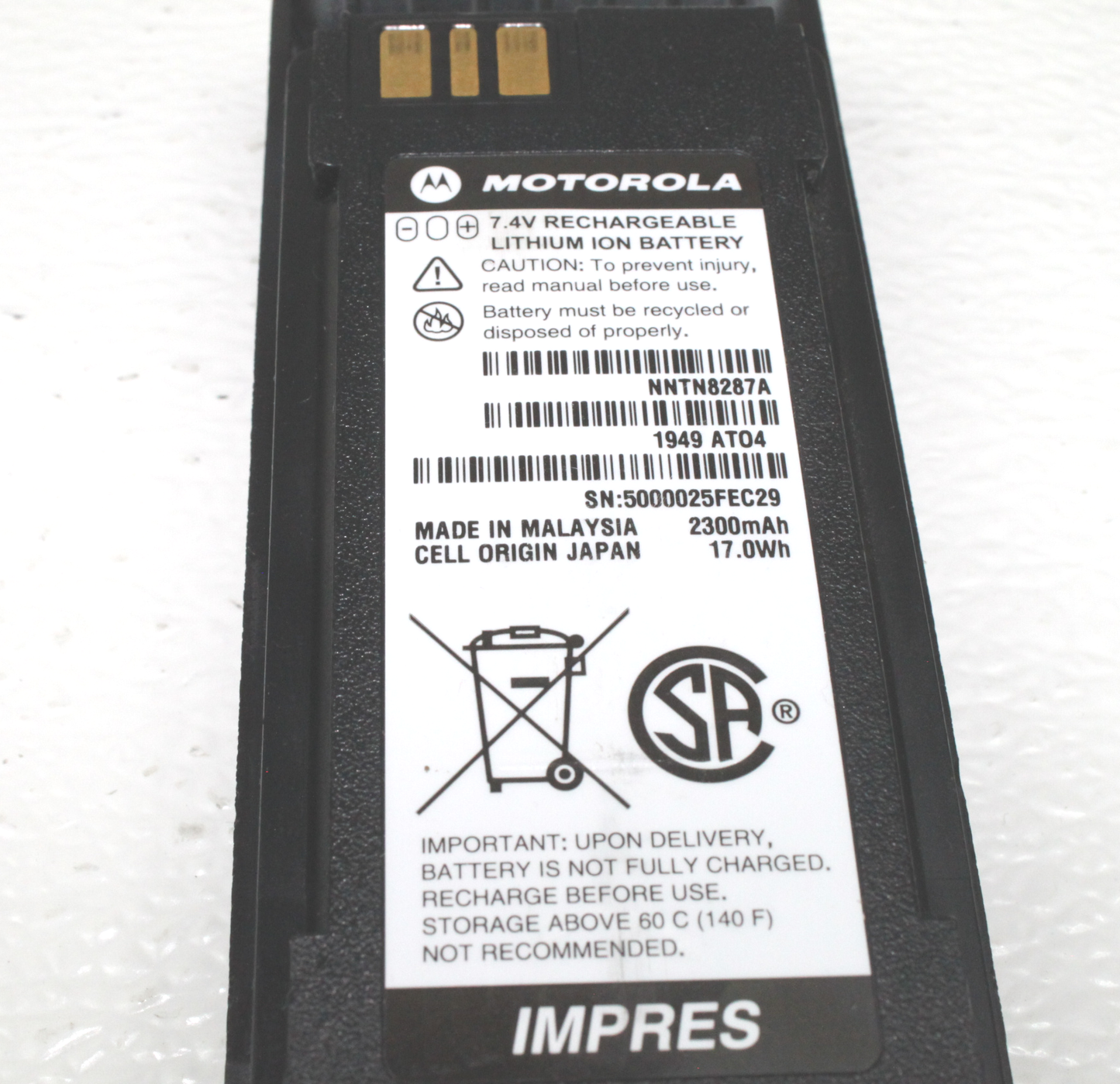 5-Pack of Motorola IMPRES OEM NNTN8287A Li ion CSA 23000mAh 2019-2021 Batteries