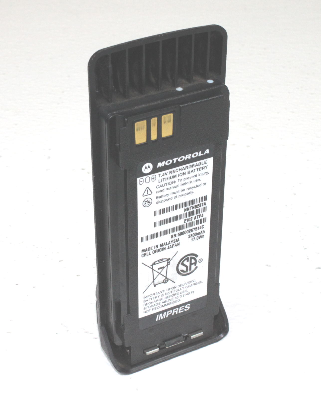 Motorola IMPRES OEM NNTN8287A Li ion CSA 23000mAh Analyzed 2019 & 2020 Battery