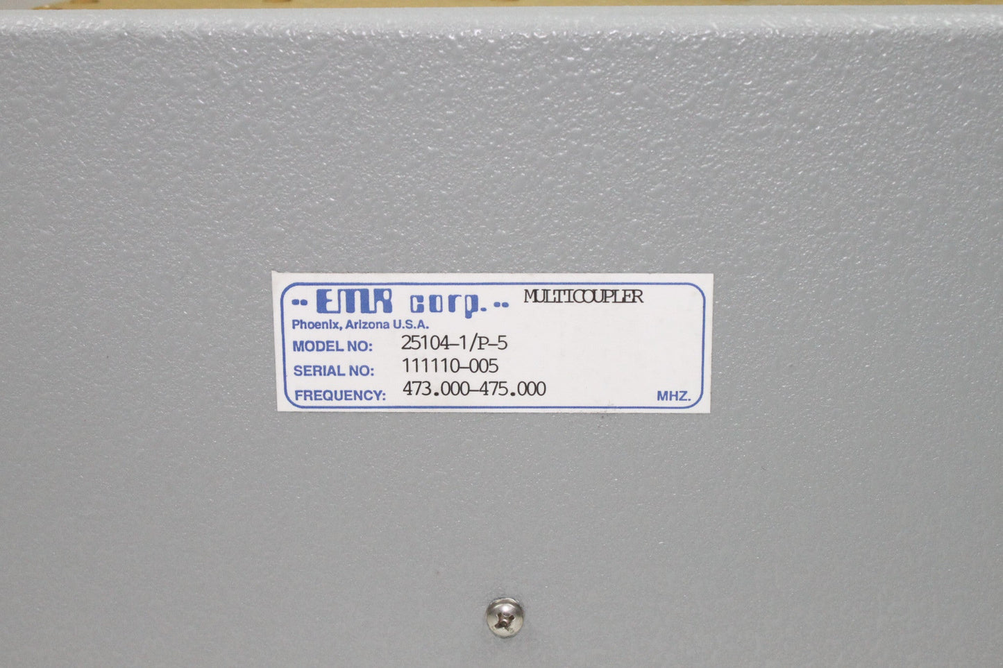 EMR Corporation (Model # 25104-1/P-5) 4 channel RX Multicoupler UHF 300-512 MHz