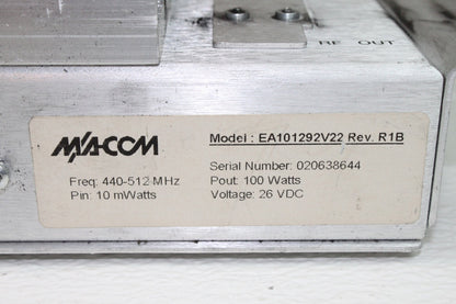 HARRIS MACOM MASTR III UHF 100W Power Amplifier, 440-512Mhz 26V