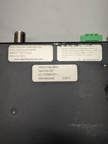 Harris Net clock/Spectracom model 9383 opt 04, 08, SP360