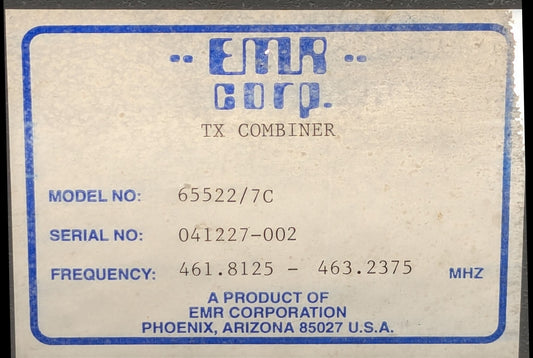 EMR W65522/7C 2 CH. UHF TRANSMIT COMBINER