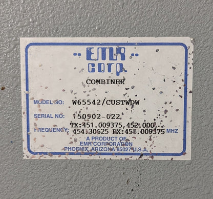 EMR W65542/ CUSTOM UHF 3-Channel 18-Cavity Combiner/Duplexer
