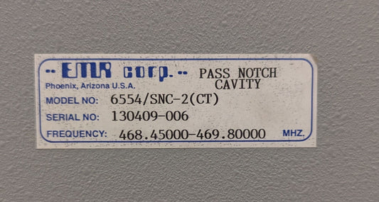 EMR 6554-SNC-2 (440-512 MHz) 2-Cavity Pass-Notch Filter
