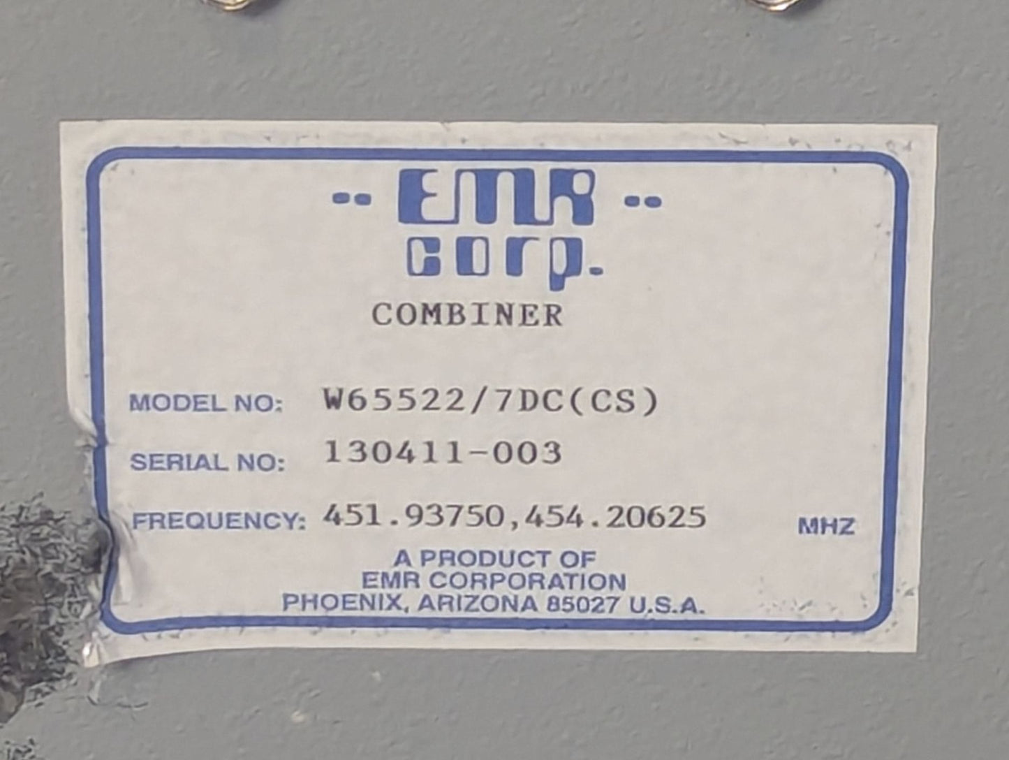 EMR W65522-7DC CS - Two Channel UHF Combiner/655410-SNC Duplexer