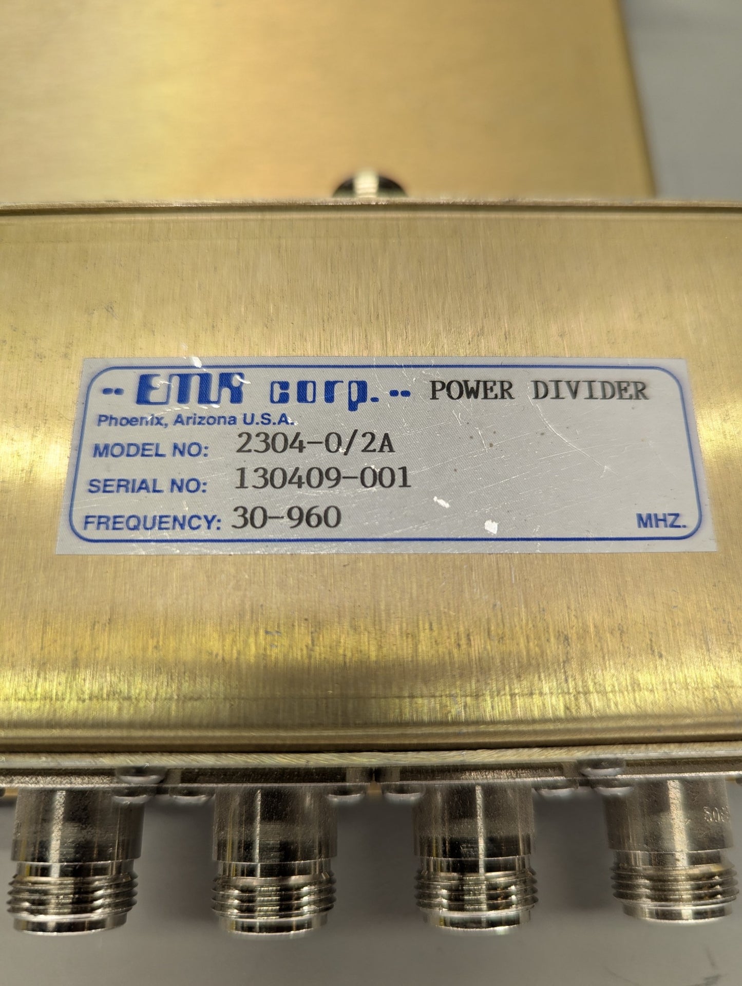 (3) tray mounted EMR Power Dividers Model 2304-0/2A