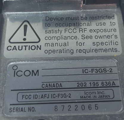 Icom Portable IC-F3GS-2 VHF 146-174 Mhz 40ch 5W LKP