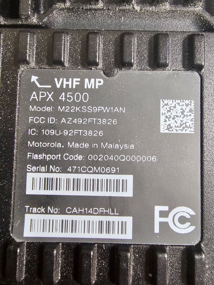 Motorola Mobile APX4500 VHF 136-174 Mhz 512ch 50W