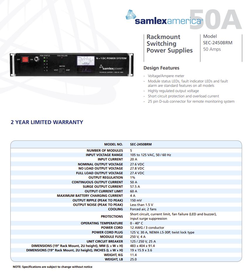 SAMLEXPOWER POWER SUPPLY (SEC-2450BMR)