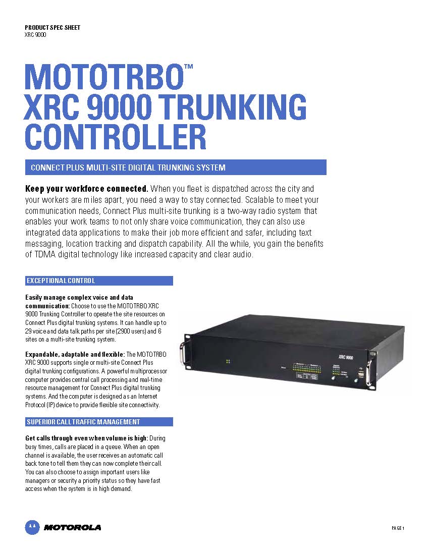 Motorola XRC 9000 Multi-Site Trunking Controller Gateway